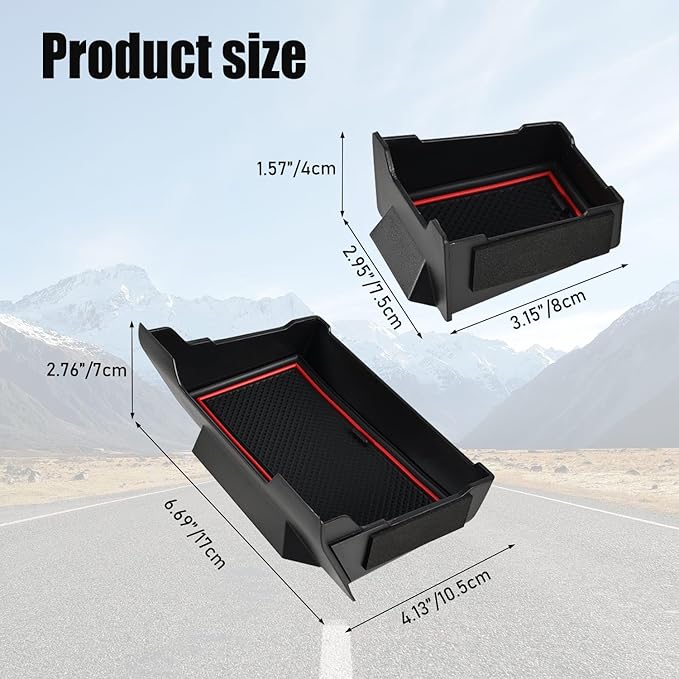 Upgrade 2PCS Console Storage Drawer for Toyota 4Runner 2014-2022 2023 2024 5th Gen, Interior Accessories Dashboard Front Mounted Extra Insert Storage Box Organizer with Anti-Slip Mat