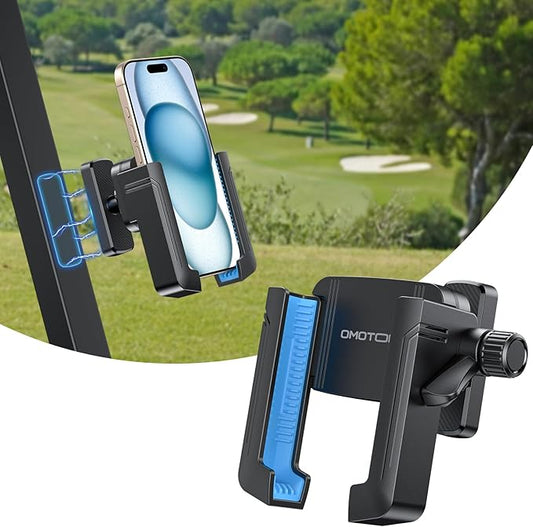 OMOTON Golf Cart Phone Holder, Magnetic Phone Mount with Safety Lock & 360° Adjustable, Phone Caddy Universal Fit for iPhone/Galaxy/Google Pixel, Golf Accessories for EZGO/Club Car/Yamaha