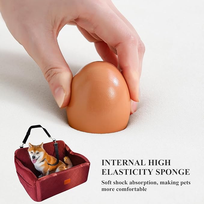 Dog Car Seat for Medium/Large Dogs,2 Clip-On Safety Leashs for 2 Small Dogs,Removable and Washable Comfy Pet Car Seat,Easy to Install and Clean (Red, Large)