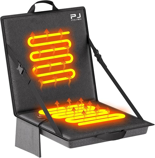 Stadium Heated Seat with Backrest and Thickened Sponge Cushion, Ultra-Portable Bleacher Seat, Foldable Stadium Chair, 3-Level Heating