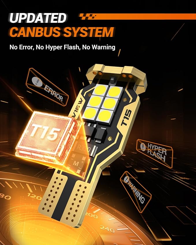 SEALIGHT 921 LED Bulb Reverse Light 500% Super Bright T15 Reverse Light Bulb 3030-SMD Chipsets Canbus Error Free 906 W16W 922 912 921 LED Bulb for Backup Lights, 6000K White Pack of 2