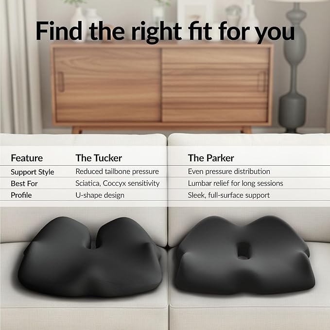 Everlasting Comfort Doctor Recommended Memory Foam Seat Cushion for Office Chairs & Car - Ergonomic Office Desk Accessories - Cushions for Tailbone Pain Relief,Sciatica (Premium Charcoal Black, Large)