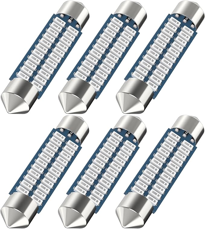 Serundo Auto 578 Led Festoon Bulb 211-2 Led Car Bulb 41mm 42mm 1.65in 212-2 Bulb for Car Map Light Dome Light, 22SMD 3014 Chips Interior Led Festoon Bulb,Pack of 6pcs Blue Color