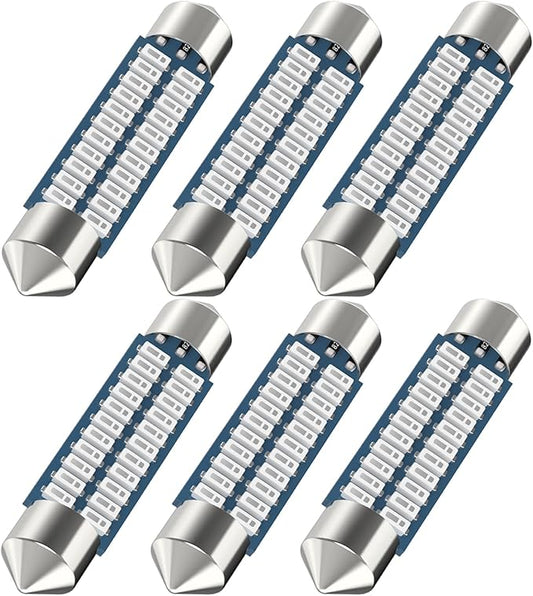 Serundo Auto 578 Led Festoon Bulb 211-2 Led Car Bulb 41mm 42mm 1.65in 212-2 Bulb for Car Map Light Dome Light, 22SMD 3014 Chips Interior Led Festoon Bulb,Pack of 6pcs Blue Color