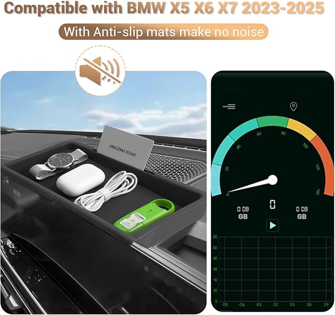 Compatible with 2023 2024 2025 2026 BMW X5 Behind Screen Organizer Dashboard Tray X5 Center Console Dash Storage Tray X6 Dashboard Organizer X7 Behind Dash Screen Organizer for BMW X5 Accessories 2026