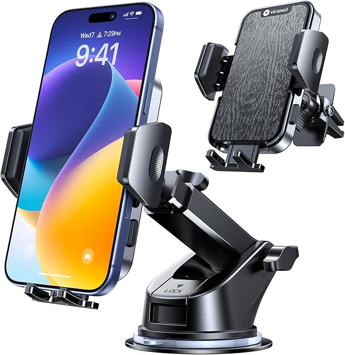VICSEED 2026 Upgraded Car Phone Mount [98+LBS Strongest Suction] 360° Adjustable Phone Holders for Your Car Dashboard Windshield Vent, Universal for iPhone & Android Large Phones