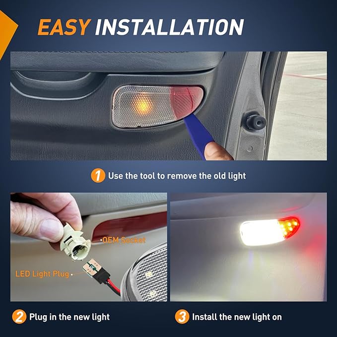 Nilight 2PCS LED Interior Door Panel Light Courtesy Warning Lights White Red Plug and Play Compatible with Ford F-150 1997-2003 F-250 Lobo1997-1999 F-150 SVT 1999-2022 Heritage 2004