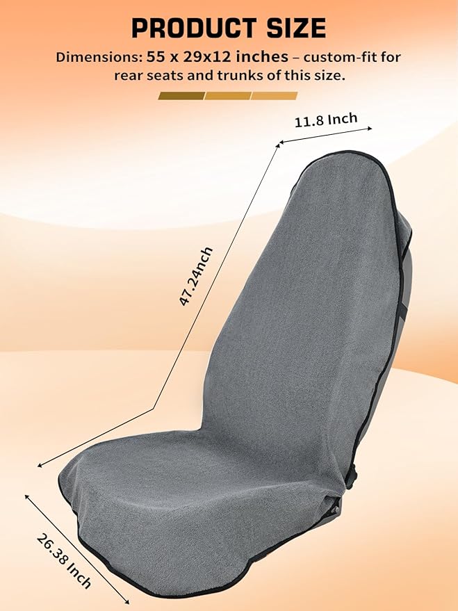 Universal Car Seat Cover Towel, Waterproof Washable Sweat Protection for Front Bucket Seats, Non-Slip Fit, Fits Cars SUVs Trucks, Ideal for Gym, Kids, Pets, Outdoor Sports, Travel (Gray, 1 Pack)