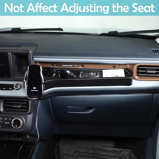 CHEAYAR Dashboard Storage Box for Ford Maverick 2022, ABS Dash Panel Tray Organizer with Phone Holder, Wireless Charging, Waterproof, 1 PCS