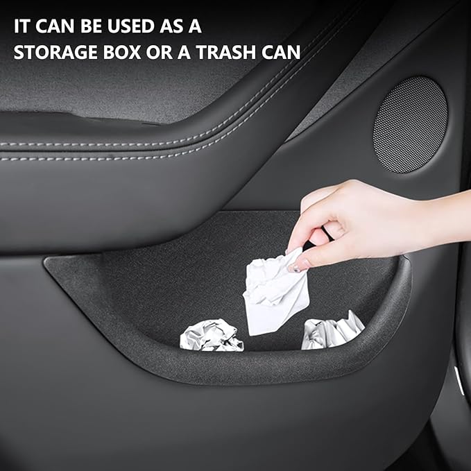 Door Storage Organizer Set for Tesla Model Y Juniper 2025 2026, 4 Pieces, Front & Rear Door Pocket Trays