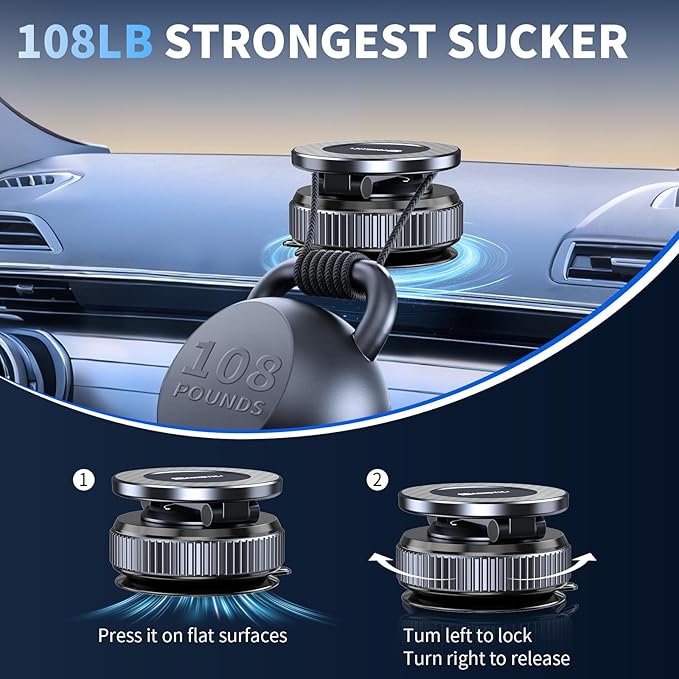 Car Phone Holder, 360°Adjustable Magnetic Phone Holder for Car,Super Magnetic Suction Cup Phone Mount,Phone Holders for Your Car for iPhone 17 Pro Max 16 15 14 13 12 Air Plus