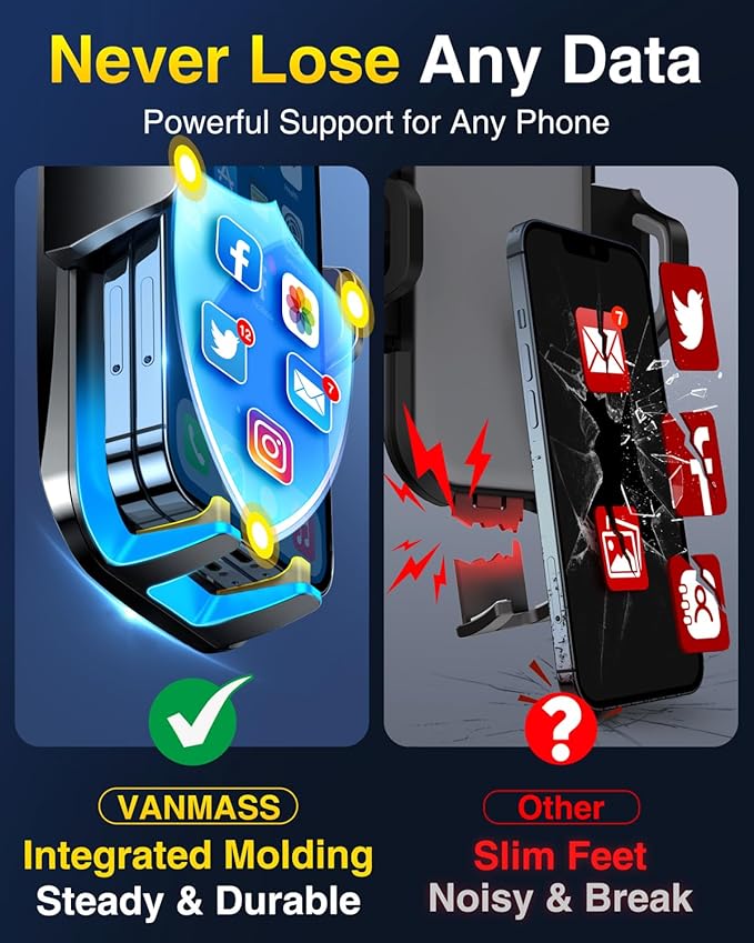 VANMASS【85+LBS Strongest Suction & Military-Grade 2026 Ultimate Car Phone Mount【Patent & Safety Certs】 Cell Phone Holder Truck for Dashboard Windshield Vent for iPhone 17 Pro Max 16 15 for Samsung