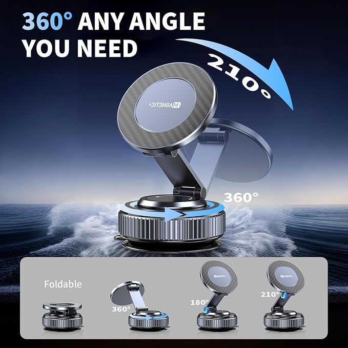 Car Phone Holder, 360°Adjustable Magnetic Phone Holder for Car,Super Magnetic Suction Cup Phone Mount,Phone Holders for Your Car for iPhone 17 Pro Max 16 15 14 13 12 Air Plus