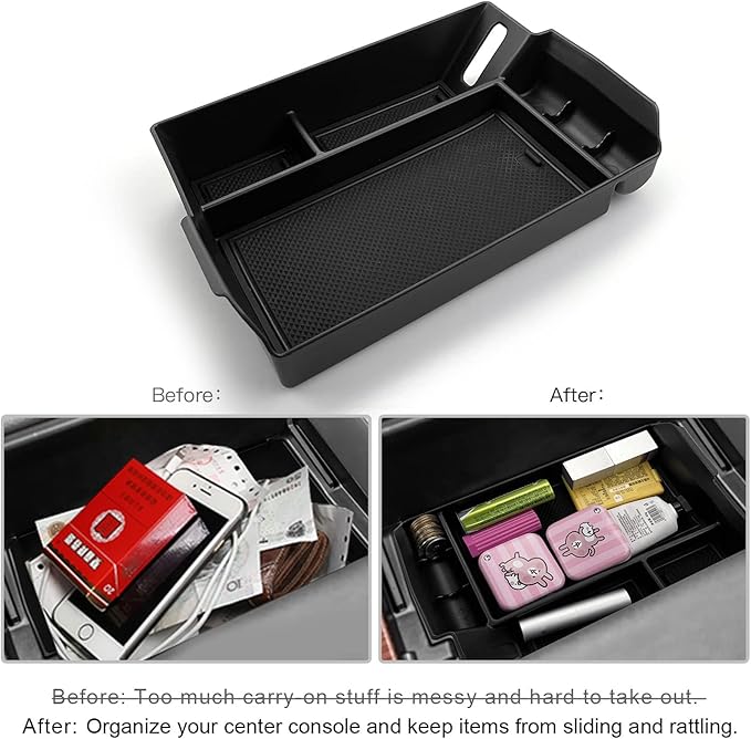 CDEFG Center Console Organizer Tray for 2021-2026 4th Gen Sienna XL40 Interior Accessories ABS Black Material Armrest Insert Secondary Storage Box (Black)