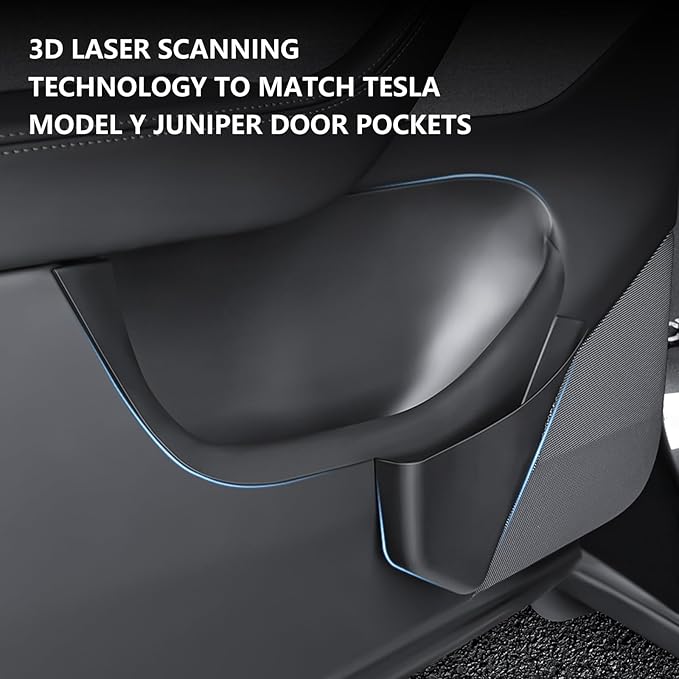Door Storage Organizer Set for Tesla Model Y Juniper 2025 2026, 4 Pieces, Front & Rear Door Pocket Trays