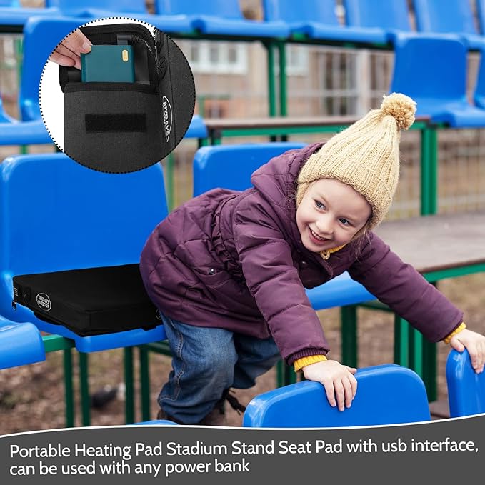 Juexica Portable Heating Seat Cushion Heated Pad with 3 Levels Fast Heating Warm Seat Pads Electric USB Power Stadium Pad for Bleachers Office Park Boat Camping