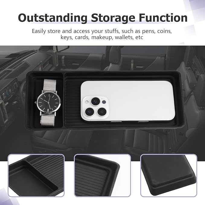 LUWU Center Console Organizer Compatible with 2023 2024 2025 2026 GMC Hummer EV SUV Accessories 2025 2026 Hummer EV Pickup Armrest Console Organizer Armrest Storage Tray