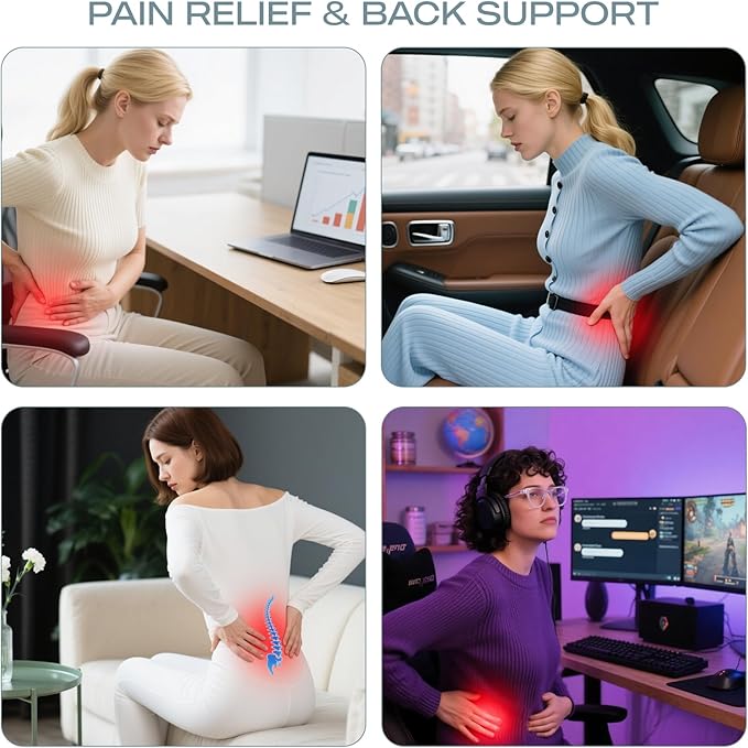 Skechers Air-Cooled & Memory Foam Lumbar Pillow,Lumbar Support Pillow for Office,Chair Lower Back Pain Relief Lumbar Pillow,Ergonomic Design Back Support Pillow for Office Chair,Car,Home,Travel,Pink