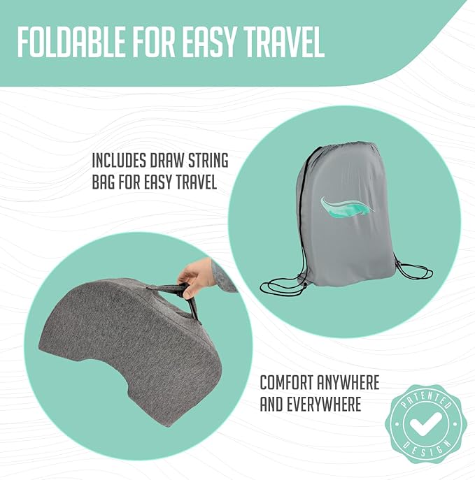 Tailbone Pain Relief Cushion - Premium Foldable Travel Tailbone Seat Cushion - for Relief of Lower Back, Sciatic, Butt and Tailbone Pain - Perfect for Home, Office & Driving