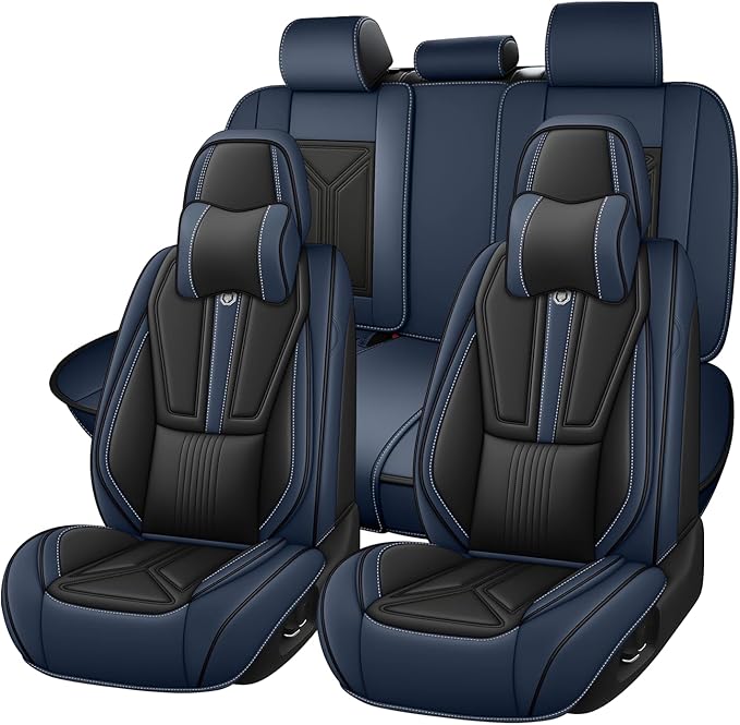 Car Seat Cover Full Set for Lexus RX 350 2007-2026,Faux Leather Seat Cover for Car,Breathable Vehicle Cushions Cover Waterproof Automotive Seat Covers with Headrests(5 seat,Black&Blue)