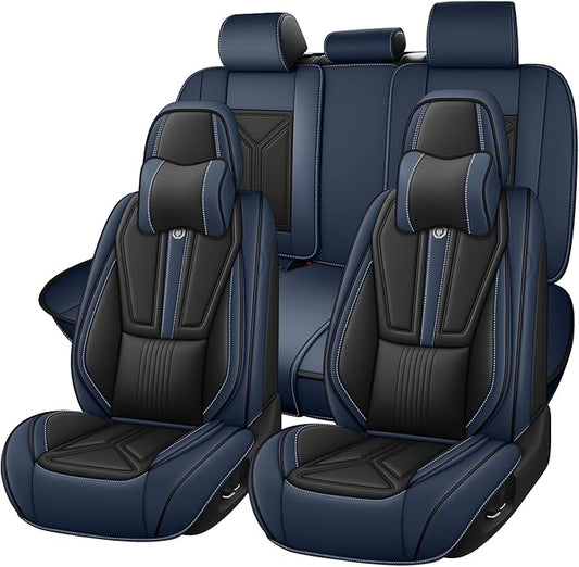 Car Seat Cover Full Set for Lexus RX 350 2007-2026,Faux Leather Seat Cover for Car,Breathable Vehicle Cushions Cover Waterproof Automotive Seat Covers with Headrests(5 seat,Black&Blue)