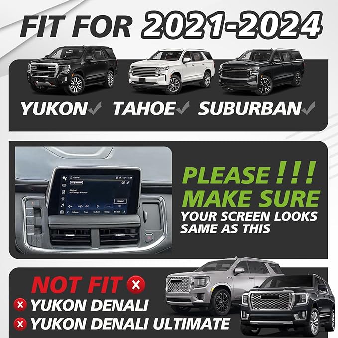 Muslogy Dashboard Storage Box & Cup Holder Inserts Compatible with 2021-2024 GMC Yukon Chevy Tahoe Suburban Accessories Front & Rear Drink Holder 2PCS & Center Console Organizer Behind Screen