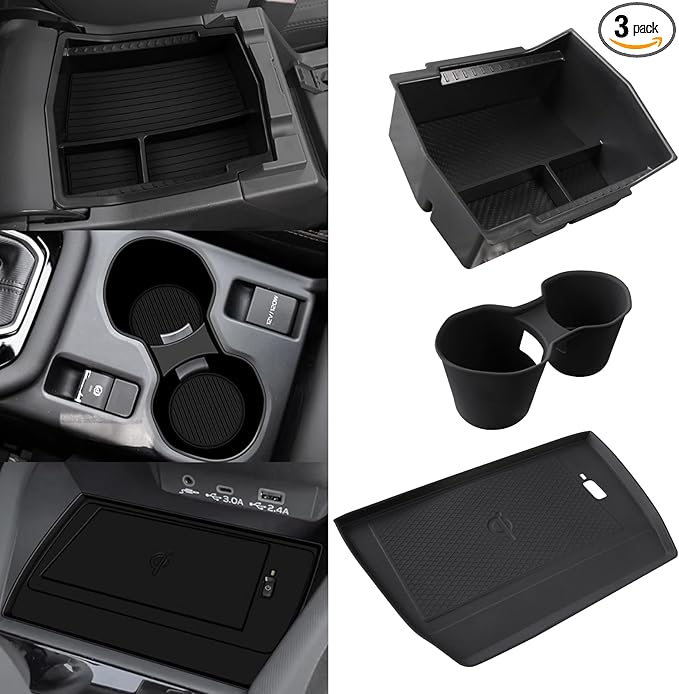 3PCS Center Console Organizer for 2025 Forester Accessrioes Middle Console Cup Holder 2025 Forester Storage Box Wireless Charging Protective Mat