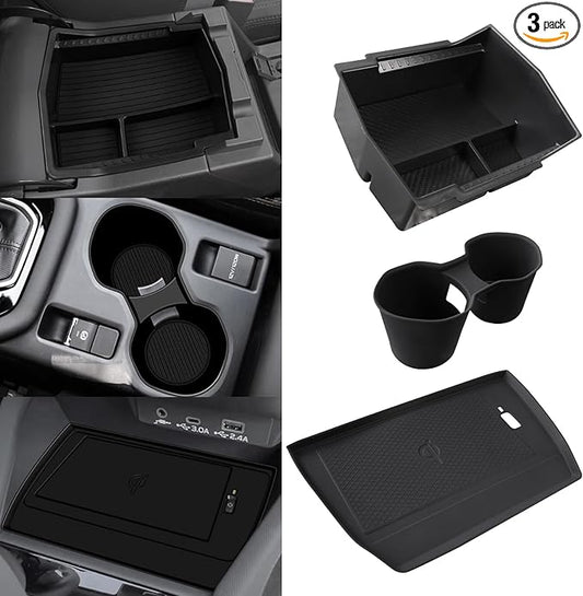 3PCS Center Console Organizer for 2025 Forester Accessrioes Middle Console Cup Holder 2025 Forester Storage Box Wireless Charging Protective Mat