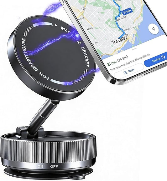 Car Phone Holder [120+LBS Strongest Suction & 2800gf Magnetic] , 360° Adjustable Magsafe Car Mount, Car Phone Mount for Cars/Gyms/Mirrors/Shower Stalls, Compatible with iPhone and Android Devices (1)