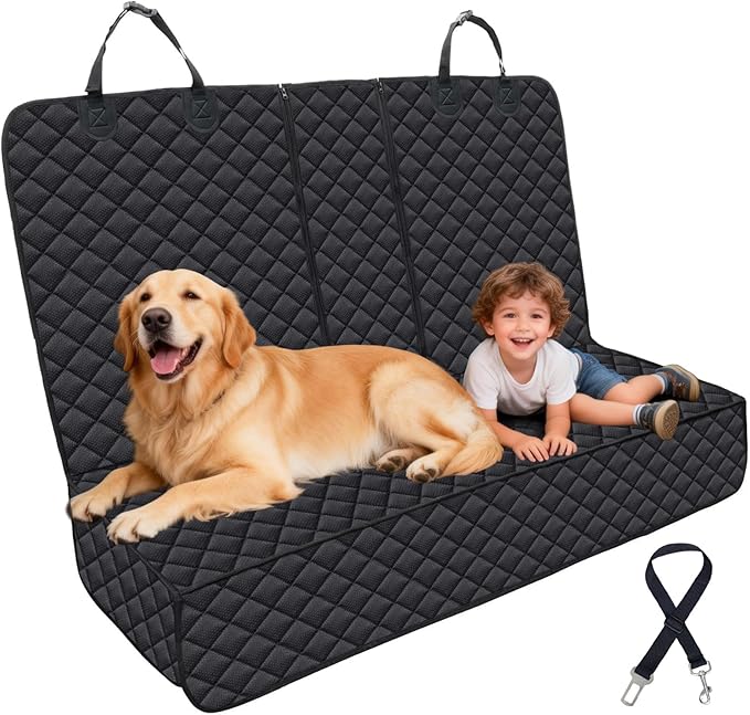 Dog Seat Cover, 100% Waterproof Bench Seat Cover Protector Scratch Proof Nonslip Durable Soft Pet Back Seat Covers for Cars Trucks & SUV