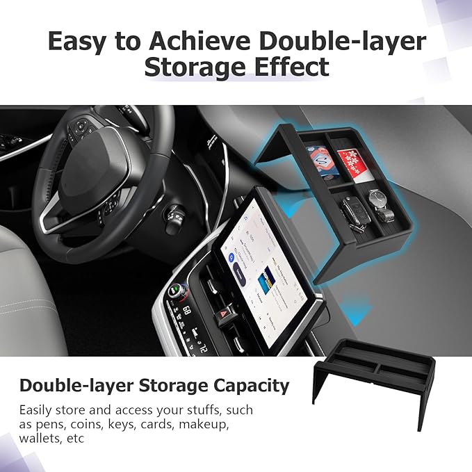 LUWU Dashboard Storage Tray Compatible with 2026 Toyota Corolla Cross & 2025 2026 Corolla 10.5-inch Behind Screen Organizer Center Console Display Box Dash Tray Accessories (Only for 10.5" Screen)