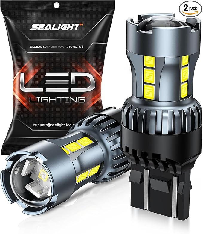 SEALIGHT 7443 7440 LED Bulb White Reverse Light, 7444na 7441 7444 T20 W21W LED Light Bulb with Projector for Backup Light,Tail Light,Brake Parking, Pack of 2