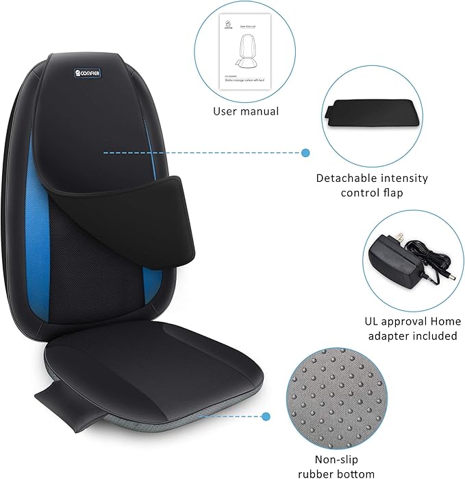 COMFIER Shiatsu Back Massager with Heat,Deep Tissue Kneading Massage Seat Cushion,Massage Chair Pad for Full Back,Body Massager for Home or Office Chair use,Valentine's Day