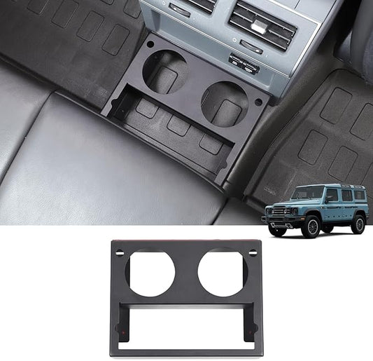 Backseat Floor Console Mounted Drink Holder for INEOS Grenadier 2020-2025 Accessories, Rear Seat Footwell Cup Holder Expander Organizer Tray, Backseat Floor Console Beverage Storage, Aluminum Alloy