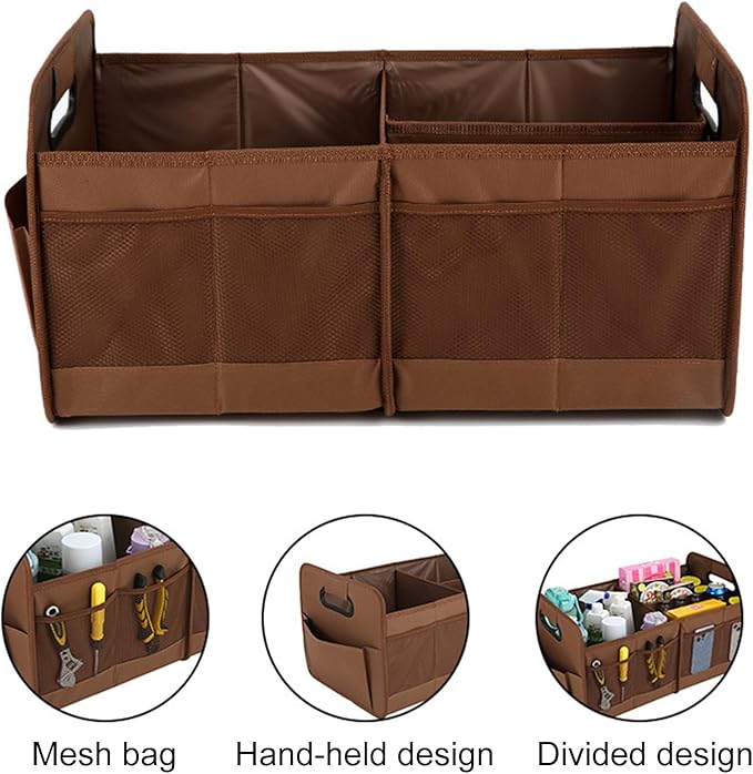 Trunk Storage Box,Large Heavy Duty Oxford Foldable Bin - Car Trunk Storage,for Backseat Interior Camping Travel Gear Blanket Toy Entryway Living Room
