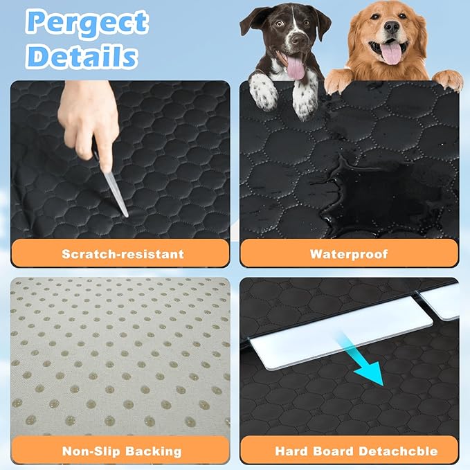 Hard Bottom Dog Car Seat Cover for Pets, Large Space Rigid Base, 450 lbs Weight Capacity, 2025 Upgraded Material Scratch-Resistant for Enhanced Safety, Easy Clean and Use Fits Car,SUV,Truck