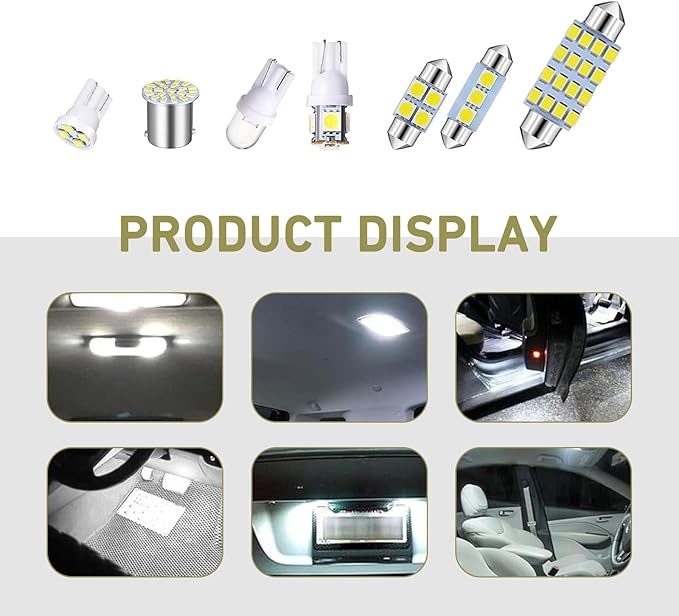 42 PCS Led Interior Car Lights Set, T10 31 mm 36 mm 41 mm License Plate Light Bulb, Wide Angle Led Interior Lamps, Easy Plug and Play Installation, for Dome Map Door Reading Use (White)