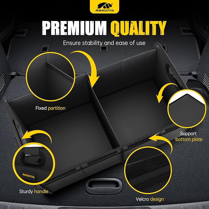 MIKKUPPA Car Trunk Organizer - 75L Collapsible Trunk Organizer for Groceries, Trunk Storage Organizers for SUV Auto Truck Van with Non Slip Bottom (Black)
