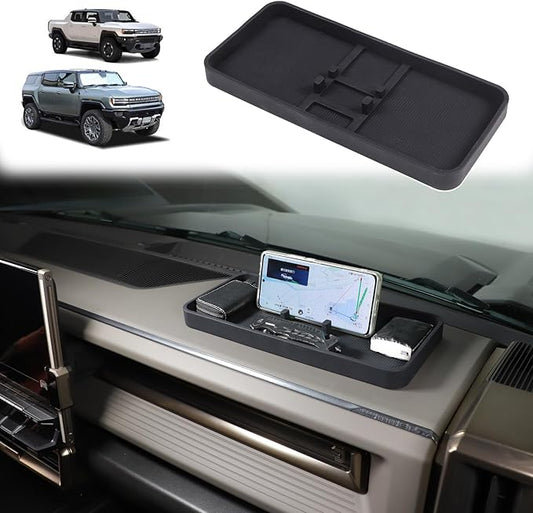 for 2022-2024 2025 Hummer EV SUV Pickup Accessories Center Console Dashboard Organizer,Non-Slip Dashboard Tray Dash Storage Box Console Tray Phone Key Organizer Container (Black)