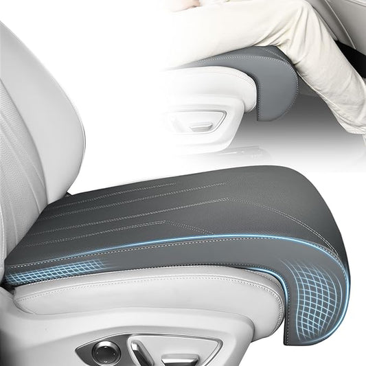 FLORICH Car Seat Extender Leg Extender Support Cushion for Driver Seats Office Chair, Leather Carseat Leg Support for Long Drivers Universal Car Seat Cushion Legs Rest Pads-Grey