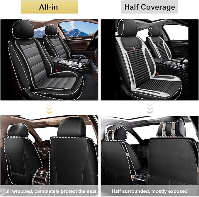 Car Seat Covers 2 Front Seat Fit for Acura ZDX 2010 2012 2013: Auto Interior Accessories, Waterproof Faux Leather Vehical Car Seat Cushion Covers(Black&Grey)