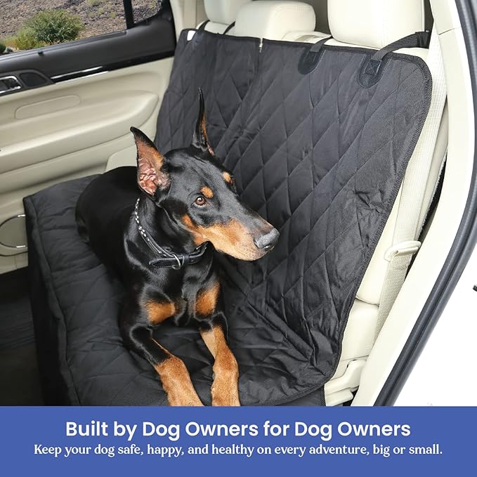 4Knines Dog Seat Cover for Back Seat, Heavy Duty Waterproof Rear Seat Protector for Small Trucks, SUVs, Cars - Fits 60/40 Split Bench with Middle Seat Belt, Non-Slip Dog Backseat Cover (Regular, Camo)