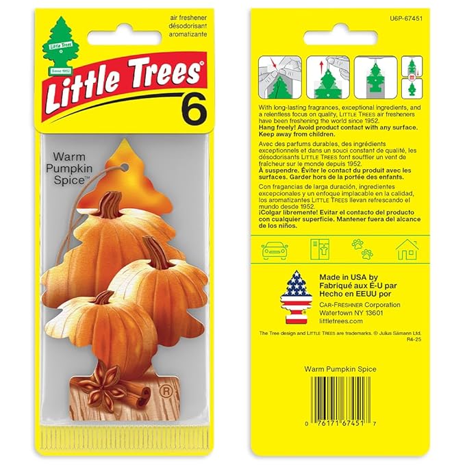 Little Trees Car Air Freshener | Hanging Tree Provides Long Lasting Scent for Auto and Home | Warm Pumpkin Spice, 24 Air Fresheners