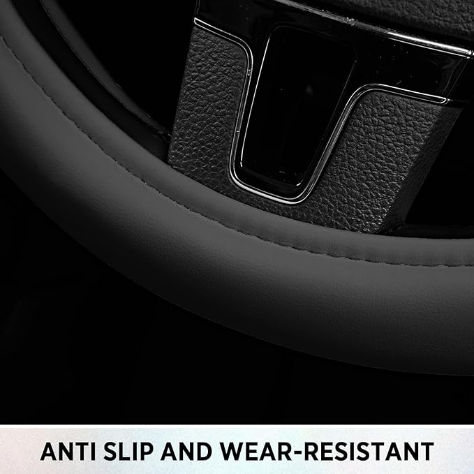 Road Comforts Steering Wheel Cover, Glitter Bling Leather Wheel Cover, Universal Fit 14.5"-15.5" Steering Wheels for Women & Girls, Anti-Slip Car Wheel Protector for Cars, Trucks, Vans, SUVs-Black