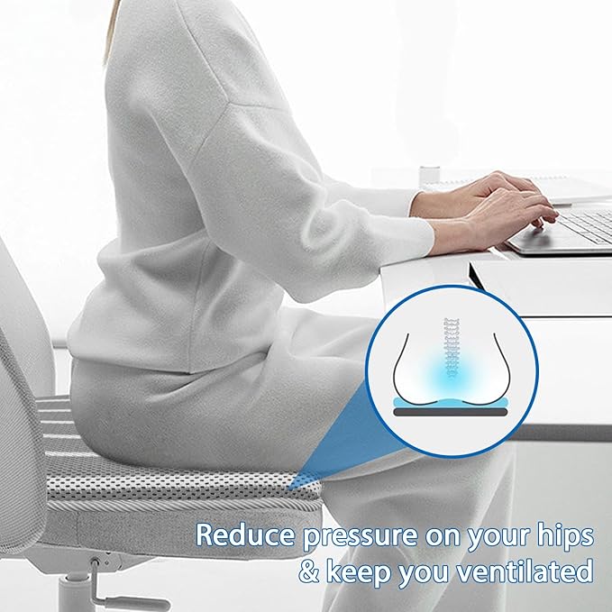 AEROiVi Office Chair Cushion,17.7" L × 17.7" W × 1.2" H, Non-Slip Car Seat Cushion with 3D Air mesh Pad Wash Breathable for Long Sitting for Relief and Comfort Square