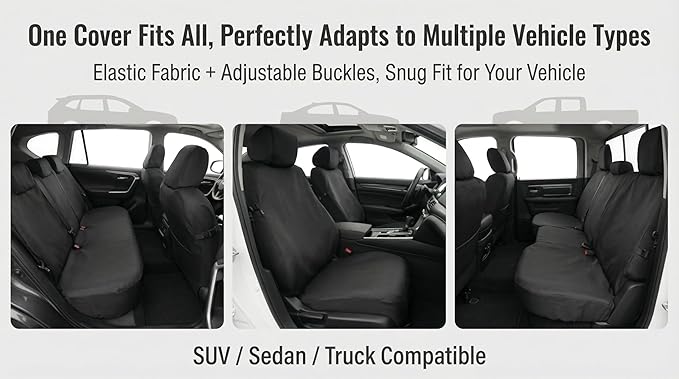 Dog Hammock Car Seat Cover - 100% Waterproof 600D Heavy Duty | Scratch-Proof Nonslip Back Seat Protector with Side Flaps for Cars, Trucks, SUVs (Black/Thin)