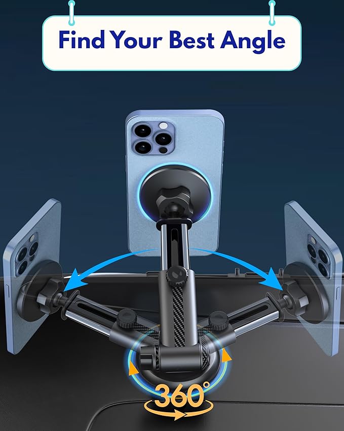 PTz Words for MagSafe Windshield Mount - Magnetic Phone Holder for Car, Suction Cup, High Heat Resistant, Super Strong Magnets, Compatible with iPhone, Galaxy & Other Smartphones