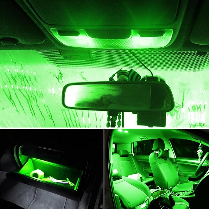 PHINLION 194 LED Green Super Bright Wedge 168 2825 175 T10 15-SMD 4014 Chipsets LED Replacement Bulbs for Car Side Marker Dome Map Reading Courtesy License Plate Lights
