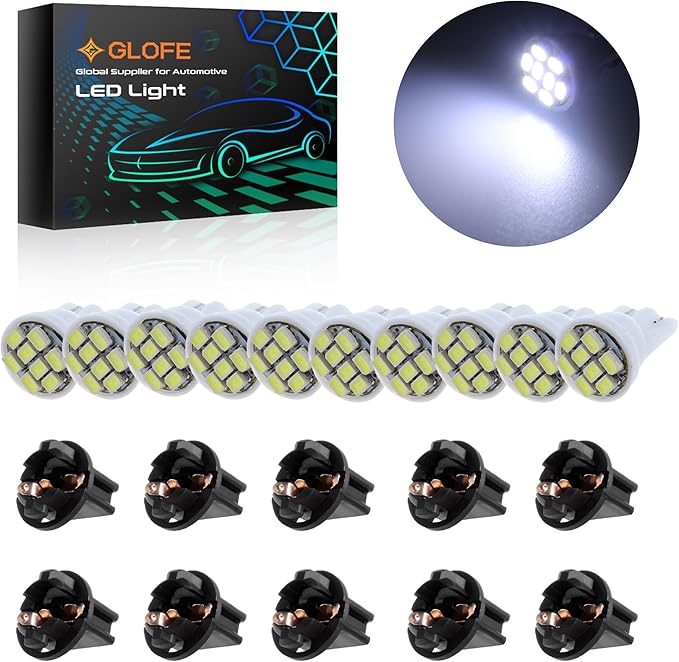 T10 194 168 Dash Instrument White LED Light Bulbs Bright Panel Gauge Cluster Dashboard LED Light Bulbs 10Pcs/Set (White)