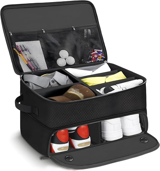 Organizer Bag,2 Layer Golf Trunk Organizer,Golf Gifts for Men with Separate Ventilated Compartment,Waterproof Car Trunk Locker for Balls, Tees, Clothes,Accessories,Valentines Day Gifts